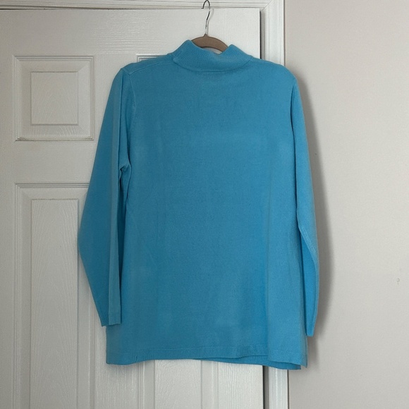 Quacker Factory Sowman Acrylic Sweater Blue Plus Women's 1X Winter Wonderland - Picture 4 of 6